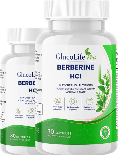 Dos frascos de GlucoLife Plus Berberine HCl de regalo