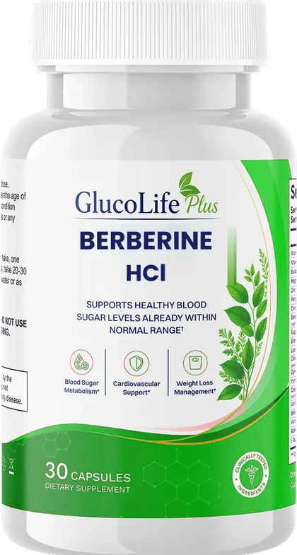 Un frasco de GlucoLife Plus Berberine HCl de regalo