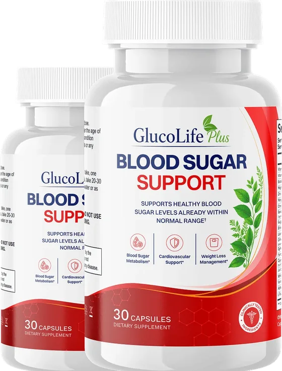 Dos frascos de GlucoLife Plus Blood Sugar Support Capsules